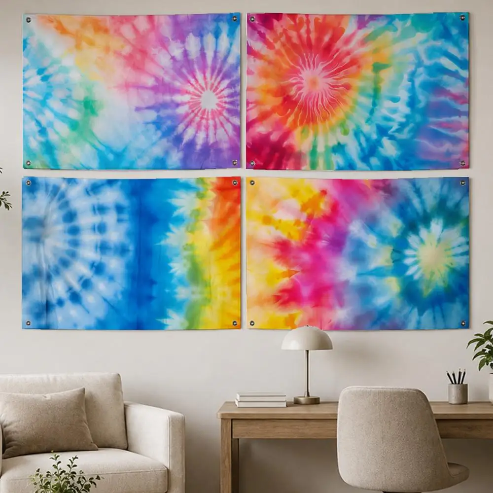 Color Brand Tie Dye Flags Room Home Decor Wall‑Hanging Art Banner, Outdoor for Bedroom Party Background Decoration