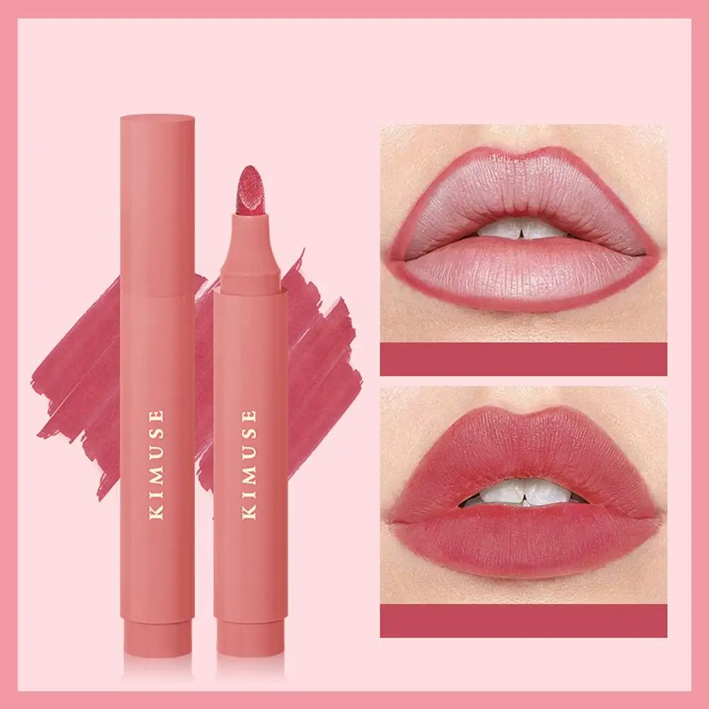 Lip Stain Marker Pen Liquid Dye Lip Tint Hydrating Waterproof Contour Effect Long Pen Lasting Lipstick Natural Pen Marker C V4B2