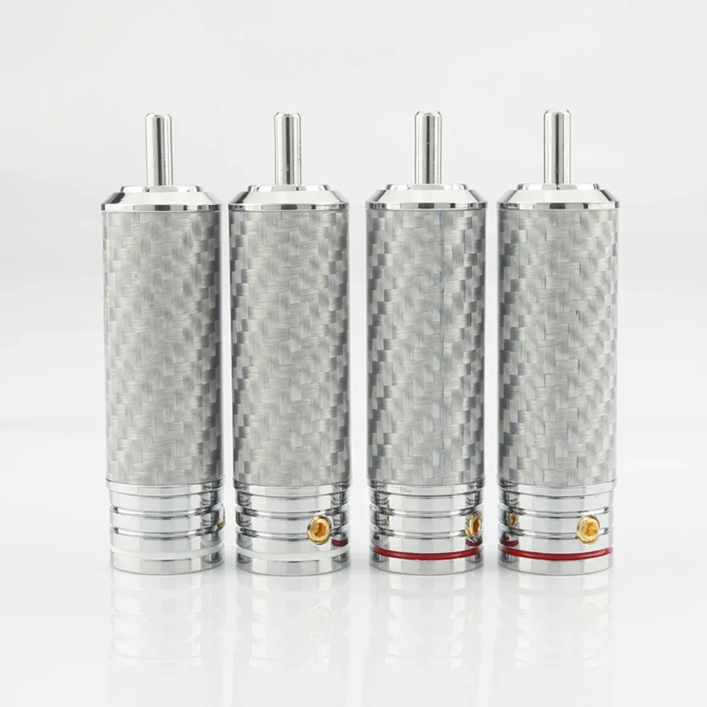 4pcs Audiocrast Carbon fiber HIFI RCA Plug Hi-end Rhodium-plated RCA Connector for Diy RCA Cable