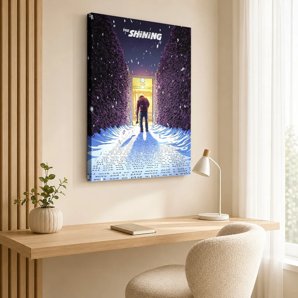 The Shining Movie Framed Canvas Poster Custom Photo Vintage Movie Canvas Wall Art for Home Theater Bedroom Decor Ready to Hang