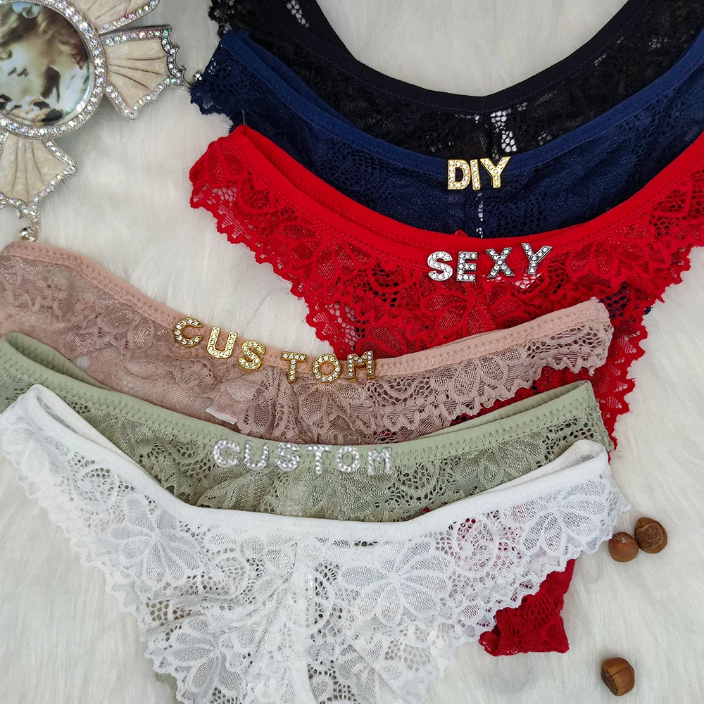 Custom Name Thong Hotwife Lace Lingerie  Letter String Personalized Gifts UnderwearSoft Tanga DIY Sexy Female Hot Bikini Panties