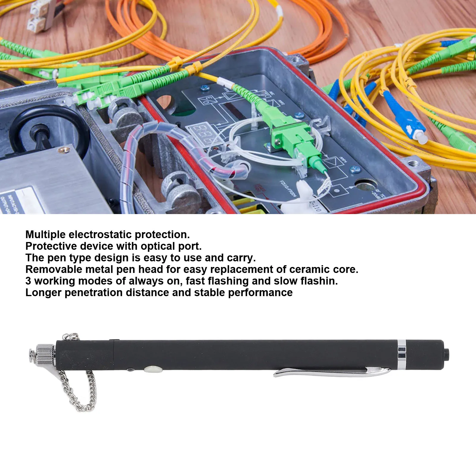 เครื่องทดสอบสายเคเบิลแสงตัวระบุตำแหน่งความผิดพลาดด้วยภาพอินเทอร์เฟซ VFL เครื่องมือปากกาทดสอบแสงสีแดงแบบออปติคัลสำหรับการทดสอบ