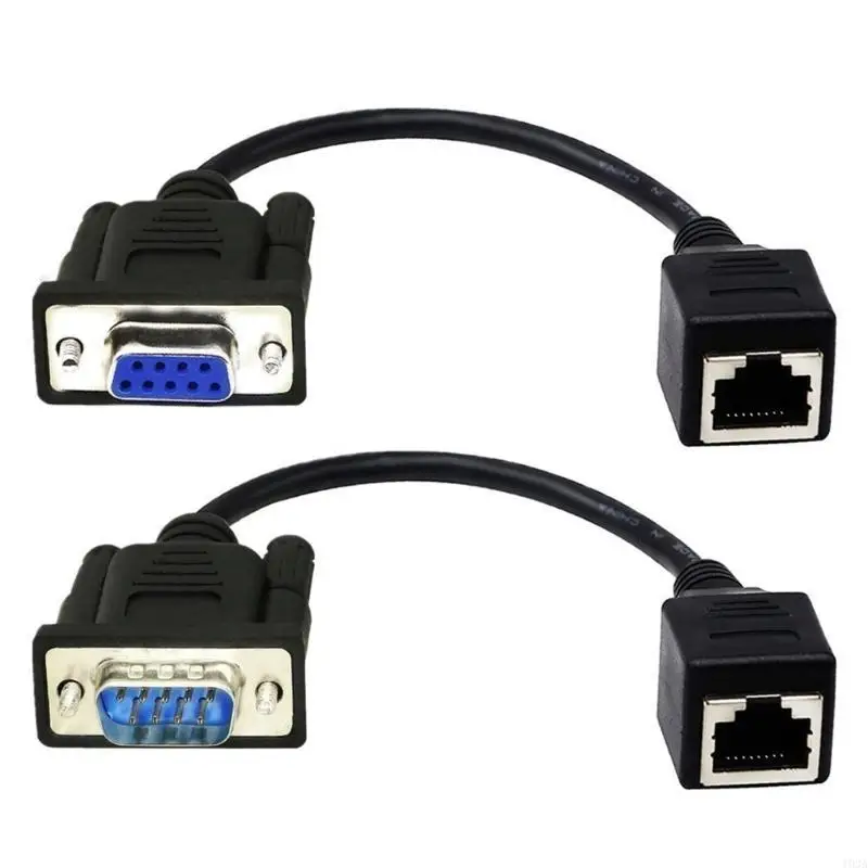 193A DB9 RS232 Male Female to RJ45 Female Port Ethernets CAT5 Couplers Extenders Adapters DB9 9Pin Connectors 15cm