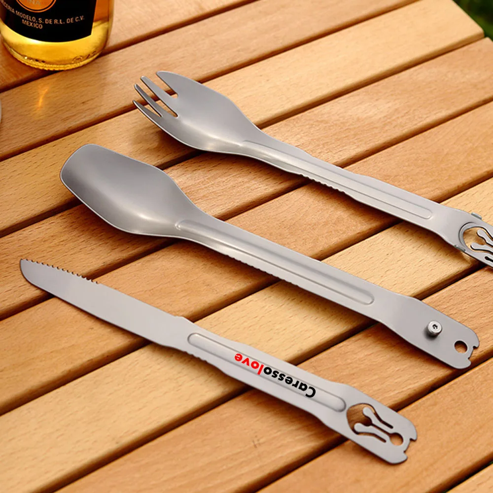 Camping Combined Pocket Knife 4 in 1 Multitool Fork Knife Spoon Food Tongs 420 Steel Kitchen Knives Outdoor Survival Gadgets