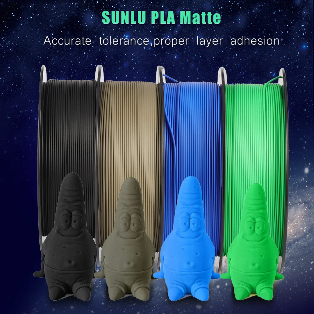 SUNLU PLA Matte 3D Printer Filament 1.75mm ±0.03mm 1KG/2.2LBS 3D Material PLA For 3D Printer High Transparency Fast Shipping