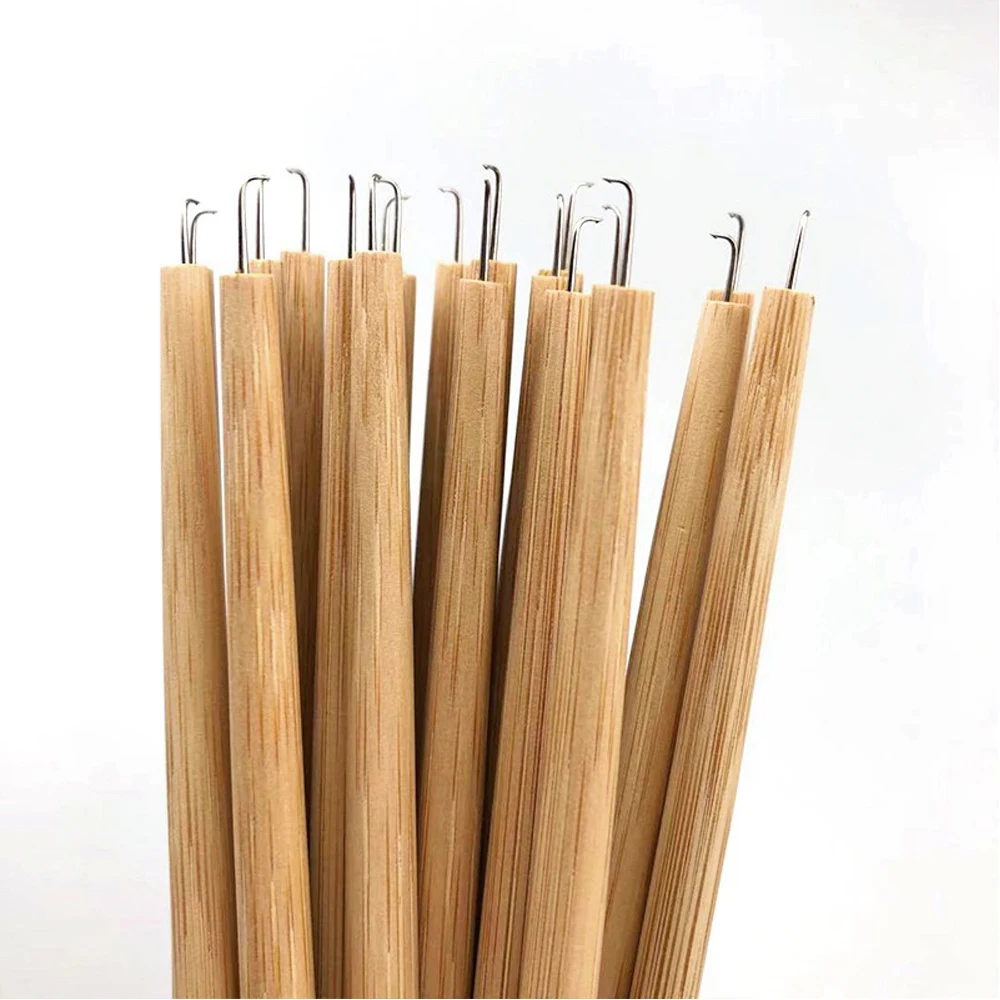 4 Different Size Ventilating Needles For Lace Wigs Making Long Wooden Handle Crochet Needle Hair Wig Making Tools