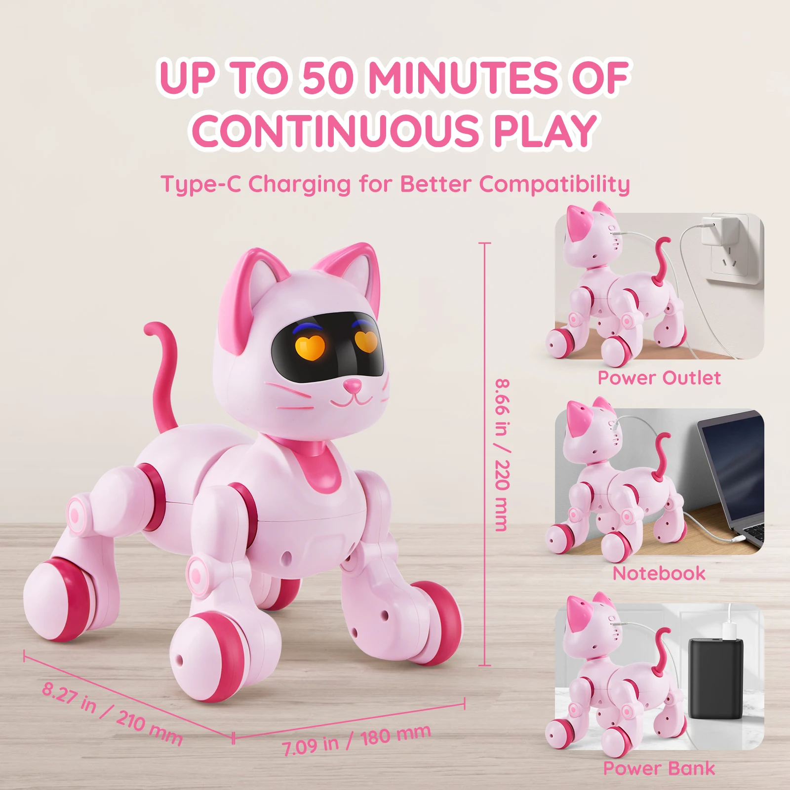 VEVOR Juguete robot para gatos con control remoto, mascota robótica interactiva inteligente programable con control táctil para niños, juguete acrobático que camina, canta y baila para niños de 3, 4, 5, 6, 7, 8 y 10 añ