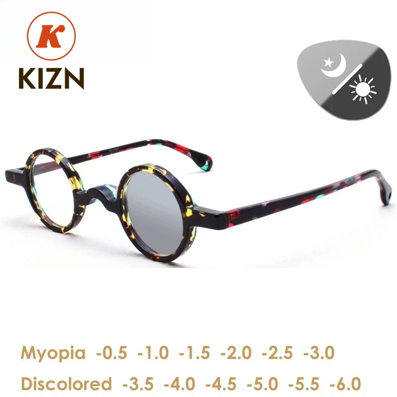 

KIZN Sports Vintage Acetate Discoloration Eyeglasses Frame Men Round Myopia Prescription Glasses Women 2022 Luxury Optical Eyewe