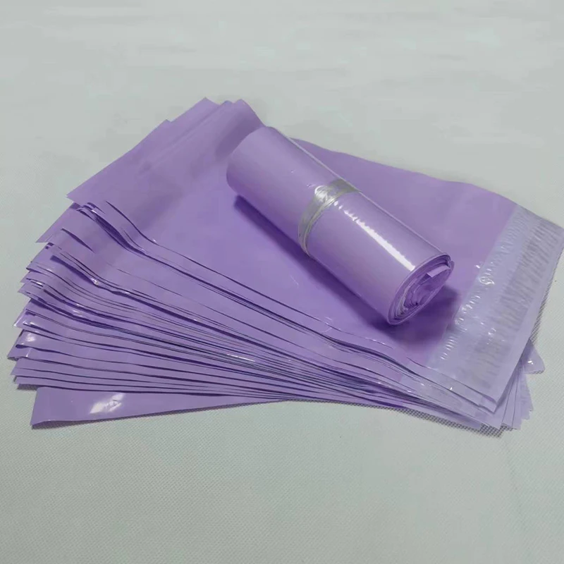 100Pcs Purple Plastic Courier Mailer Bag Waterproof Self-Adhesive Seal Envelope Mailing Express Bag Packaging Storage Pouch