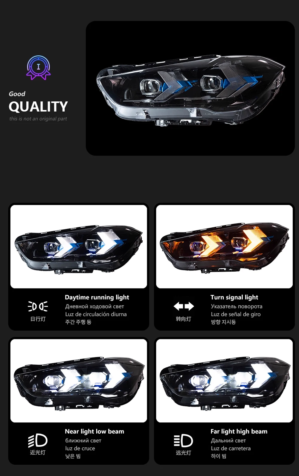

Автомобильный Стайлинг фар для BMW X1 F49 2016-2022, новый стиль, полностью светодиодные фары в сборе, обновленный комплект аксессуаров для линз проектора