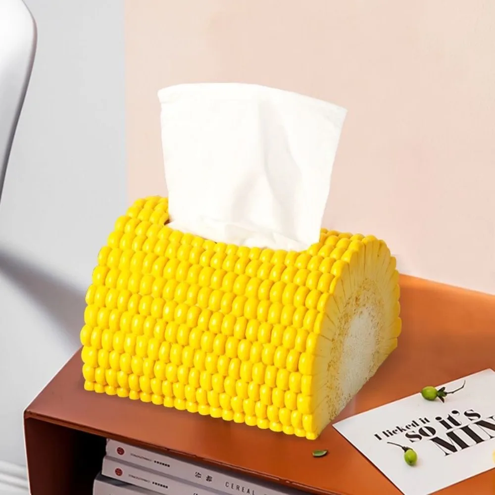 

Home Decoration Resin Corn Tissue Box Non-slip Base Lifelike Paper Drawer Yellow/purple Durable Corn Shaped Ornaments Kitchen