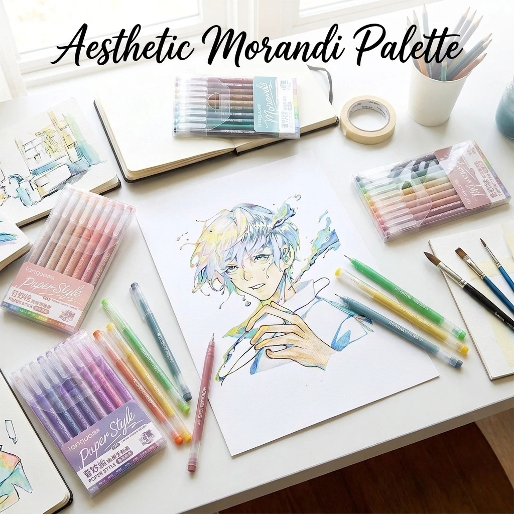 6/9pcs Morandi Color Gel Pen Set 0.6mm Smooth Ink Neutral Pens Kawaii Art Marker Pens for Student Writing Drawing School Gift