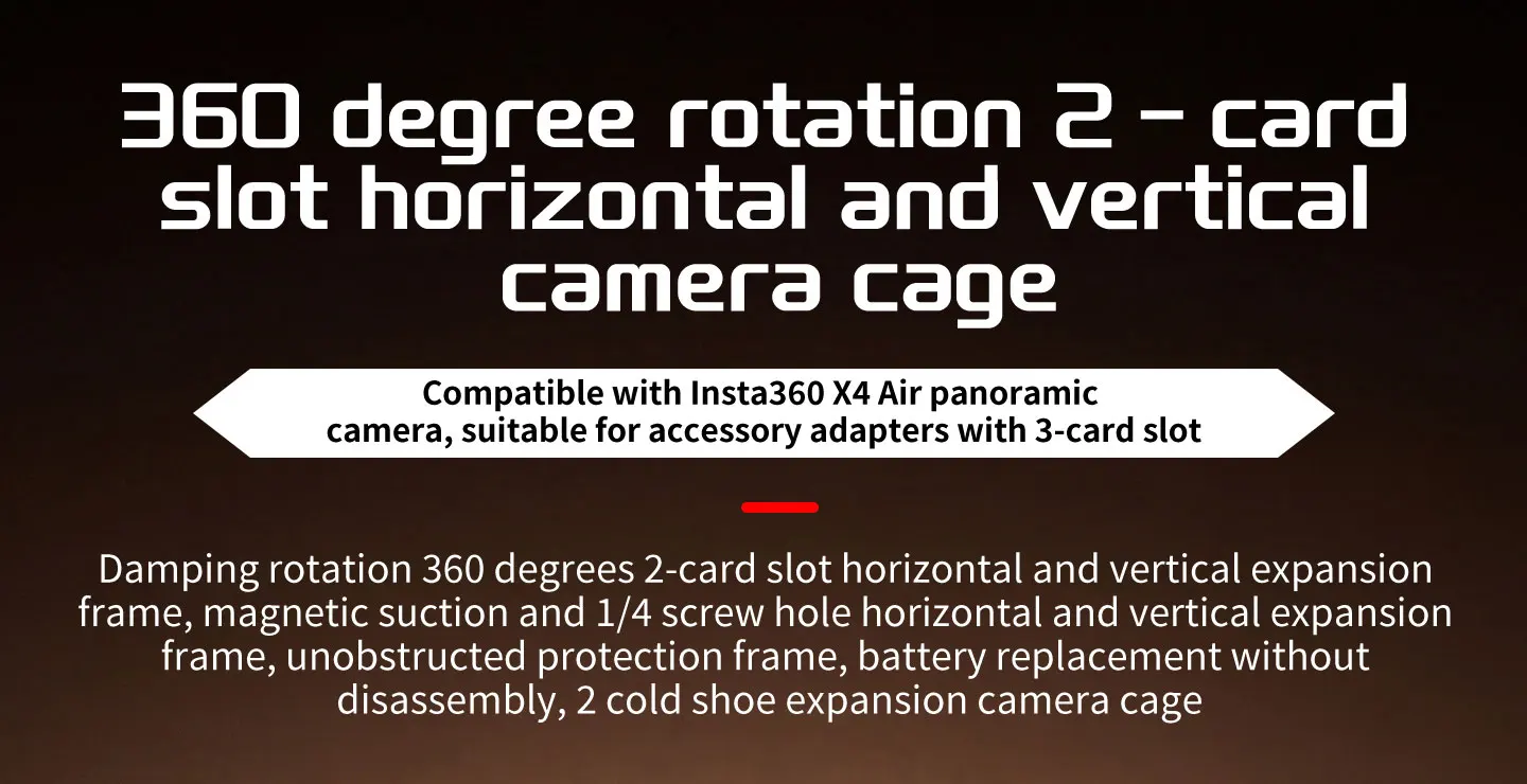 Kamerakäfig für Insta360 X4 Air 360 Kamera, drehbarer Stativadapter, Cold Shoe Halterung, Erweiterung, Lichthalterung, Selfie Stick Halterung – Detail 21