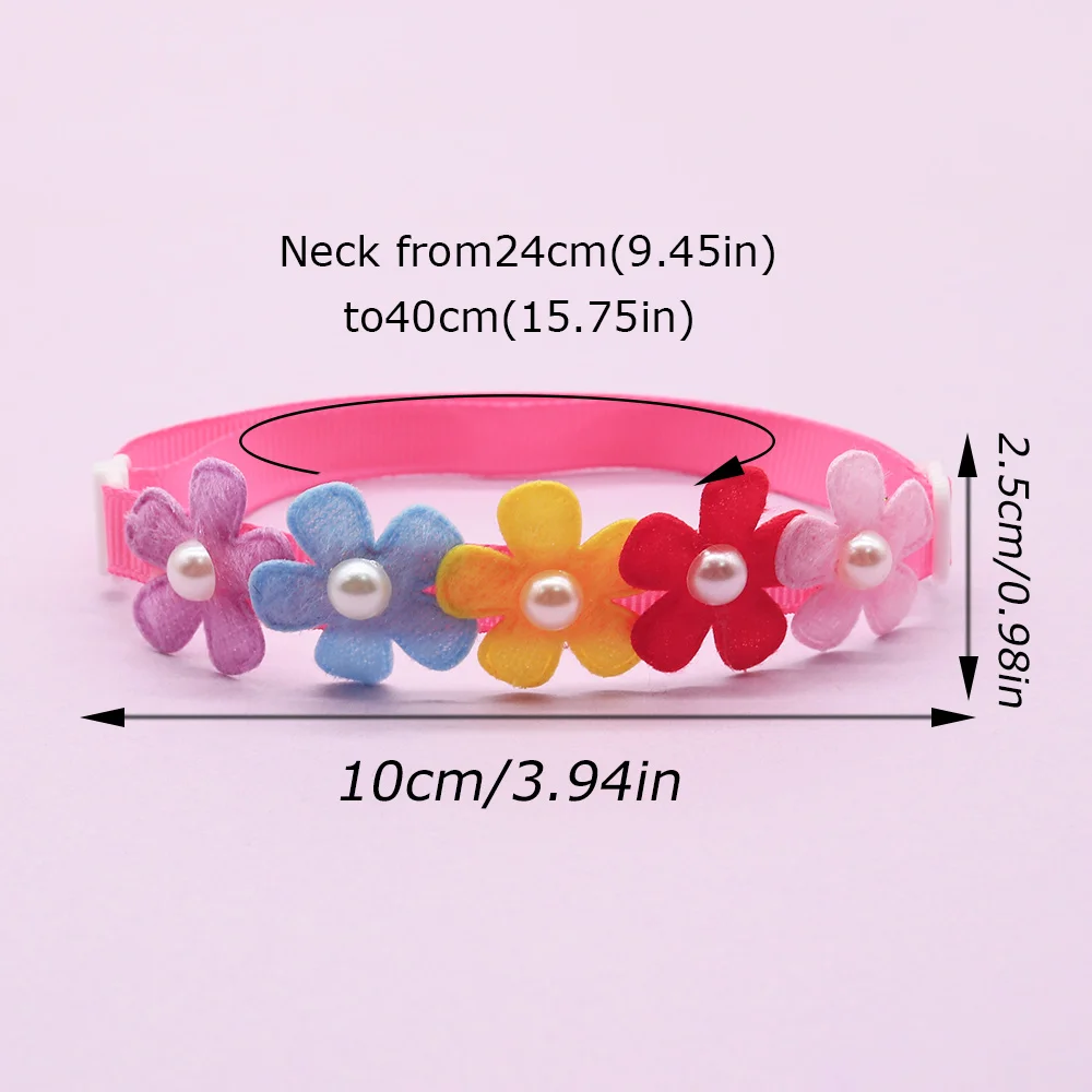 10PCS New Cat Necklaces Colorful Adjustable Dog Bowties With Pearl Sweet Puppy Ties For Dogs Pet Grooming Accessories