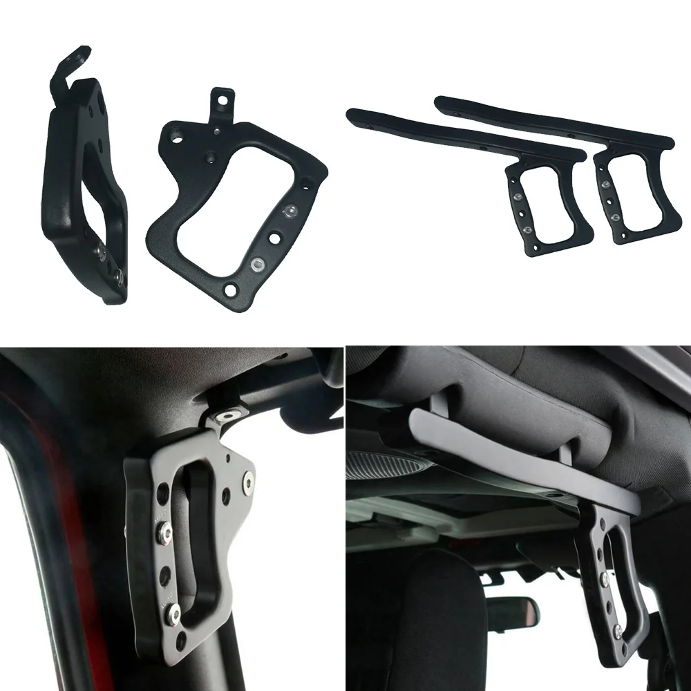 Lantsun J393 Aluminum Alloy Bar Grab Handles Car Roof Safety Handle Interior Door Grip Bar for Jeep for Wrangler JK07-17