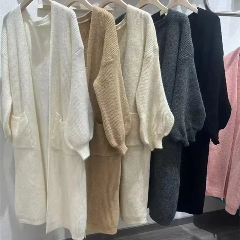 Cardigan for Women Autumn Winter Lazy Style Long Sleeved Knitted Sweater Cardigan Korean Fashion Casual Loose Thickening Coats