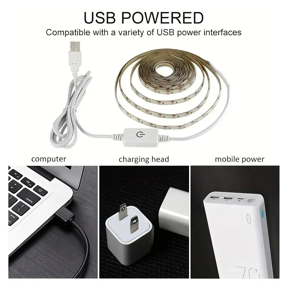 5 V LED Lichter Streifen 2835 Touch Schalter Dimmer USB LED Band Band Flexible DIY Hintergrundbeleuchtung Spiegel Weihnachten Schrank zimmer Dekor Geschenk