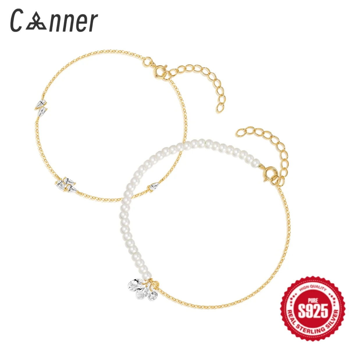 CANNER Irregular Combination Water Drop Zircon Bracelets For Women 925 Silver 18K Gold Plated Personalized Gift Ins Fine Jewelry