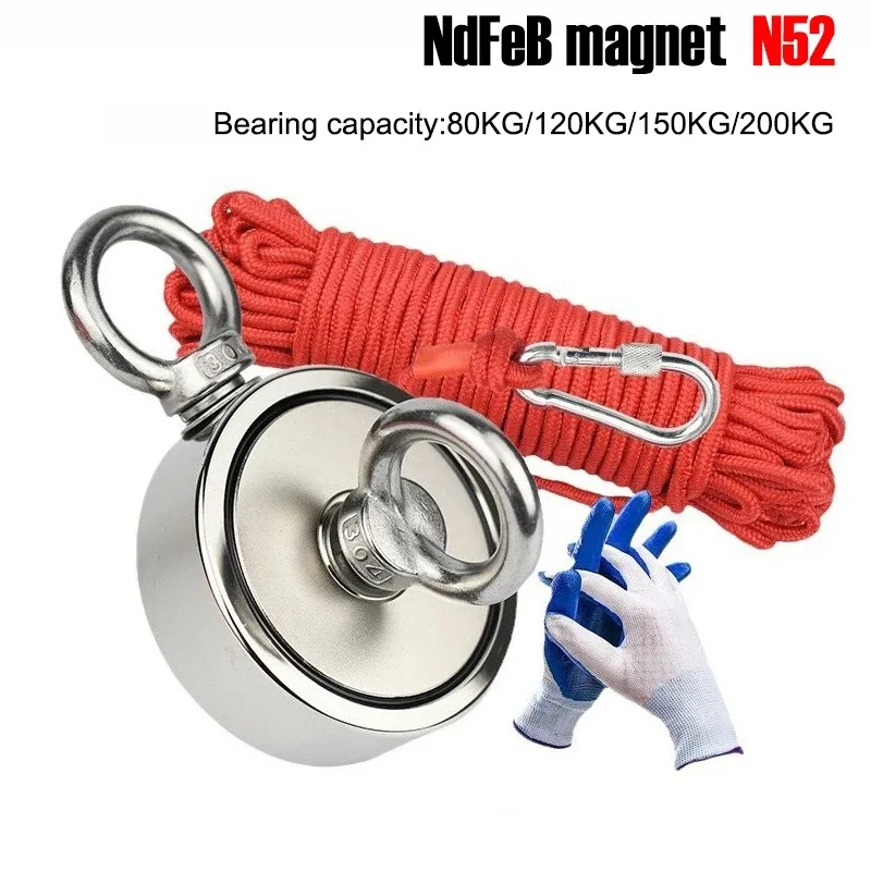 80-200KG Load Strong Magnets Suction Cup Recycled Material Pickups for Fishing Enthusiasts Outdoor Adventures Water Salvage Tool
