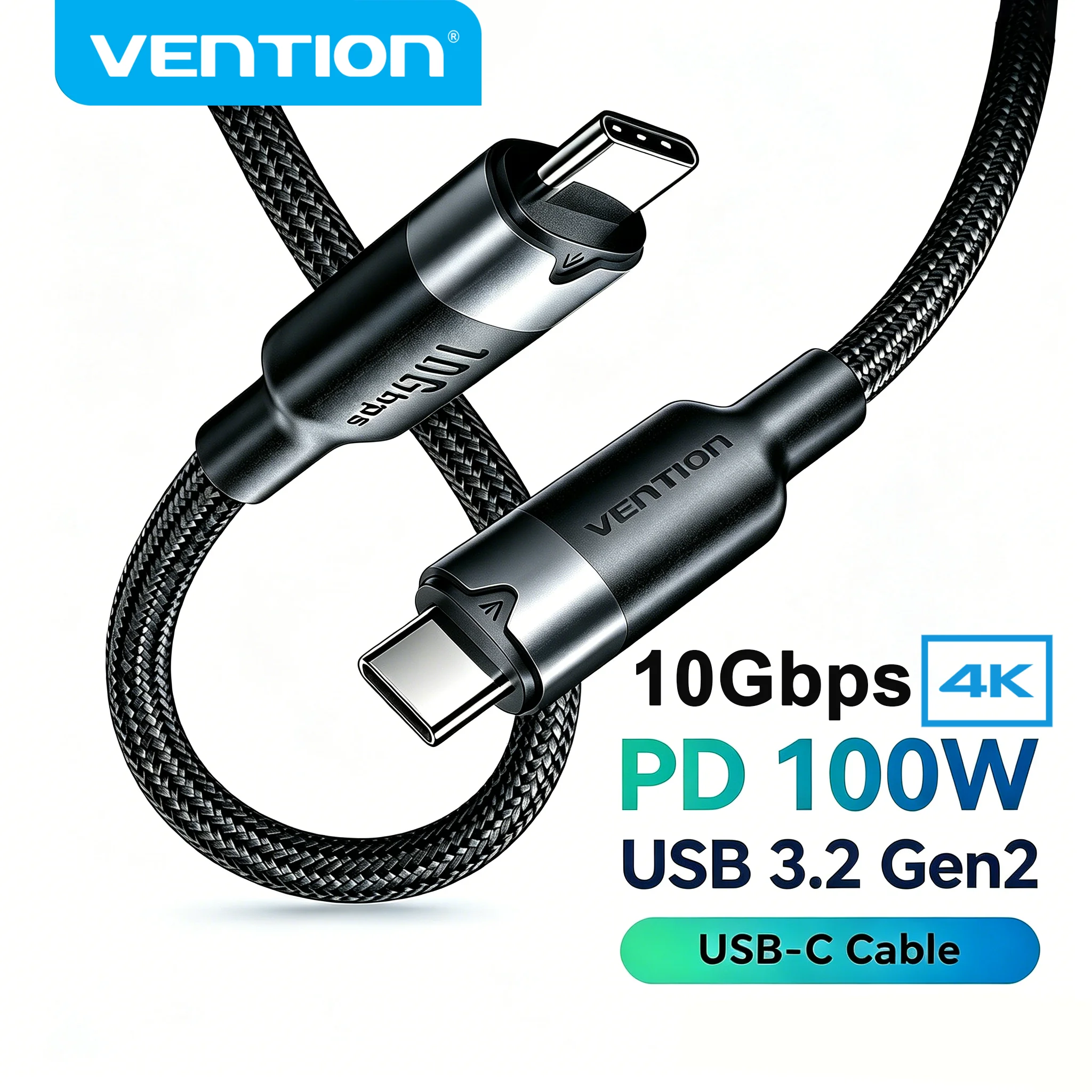 Vention 100W Typ-C-Kabel 10Gbps Videoübertragungsleitung USB-C-Kabel für iPhone Huawei Xiaomi Samsung Galaxy MacBook iPad 4k60Hz