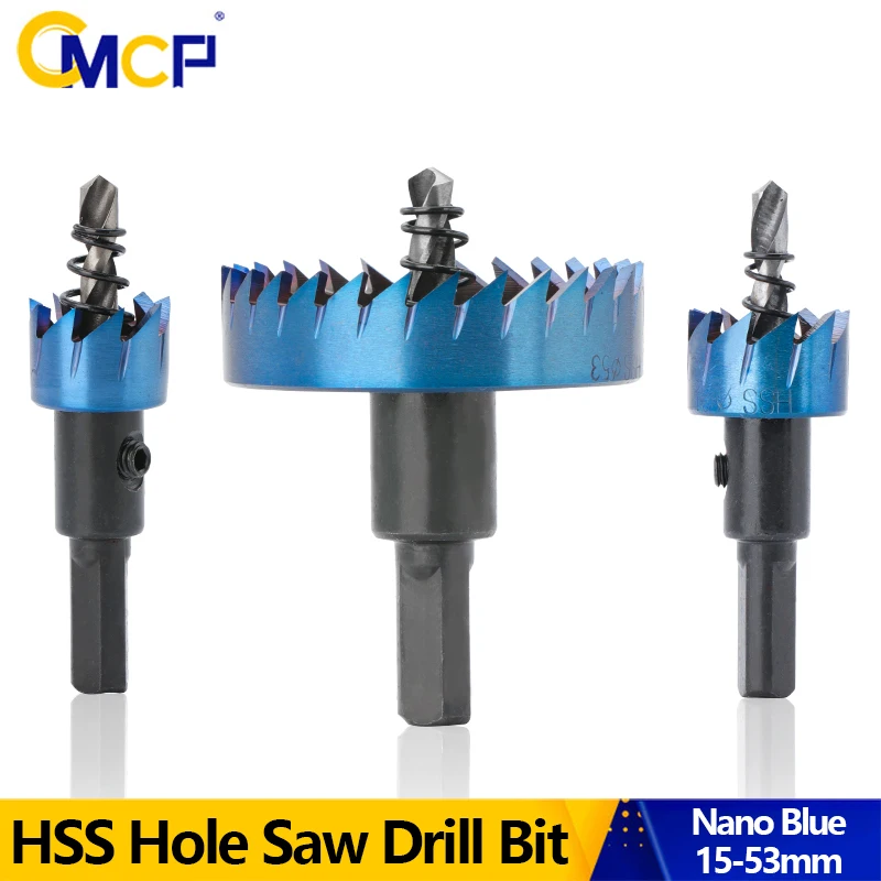 XCAN 15-53mm Hole Saw Drill HSS Steel Hole Opener Cutter Nano Blue Coated Core Drill Bit for Metal Drilling Tool