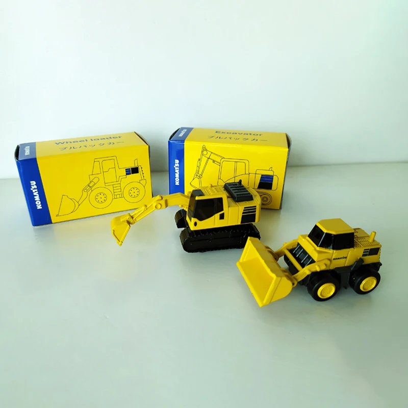 1:87 Scale KOMATSU Mini Excavator Loader Hook Forklift Alloy Toy Model