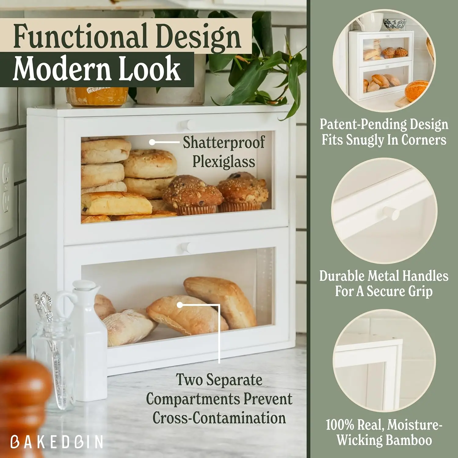 Corner Bread Box: Airtight, Extra Large Double Layer Design for Kitchen Countertop Storage