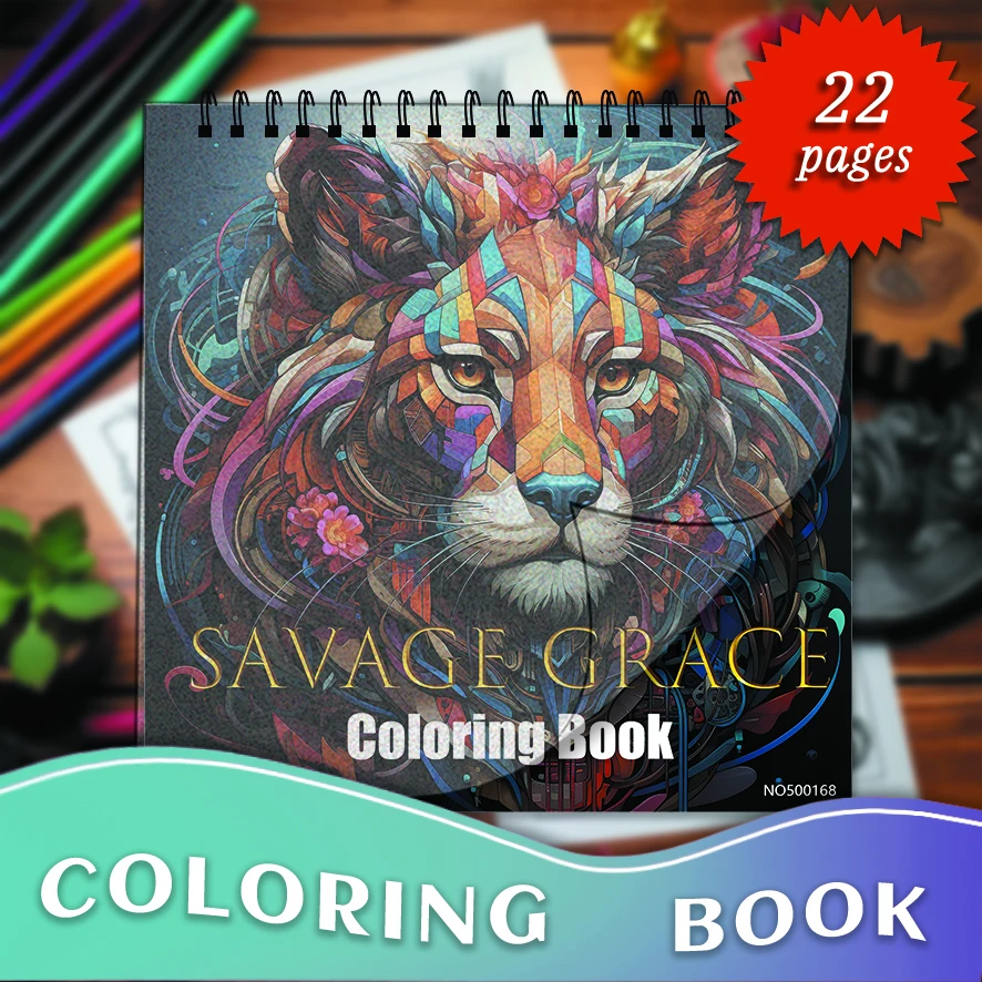 

Savage Grace Coloring Book for Adults - 8.27 x 8.27 Inch 32 Page Coloring Book - Helps Reduce Stress and Ease Emotions
