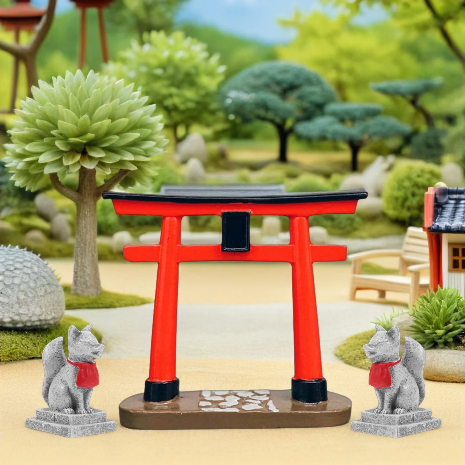 1 Set  Simulated Torii And Animal Decor Fish Tank Ornament Aquarium Crafts Torii Sculpture DIY Fish Tanks Sculpture Decor