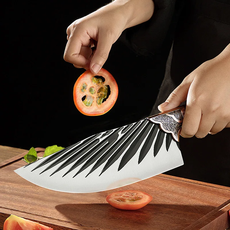 Longquan Hand-Forged Butcher Knife, Chef's Kitchen Knife, Sharp Slice, Domestic, Pork, Small Portable Kitchen Knife