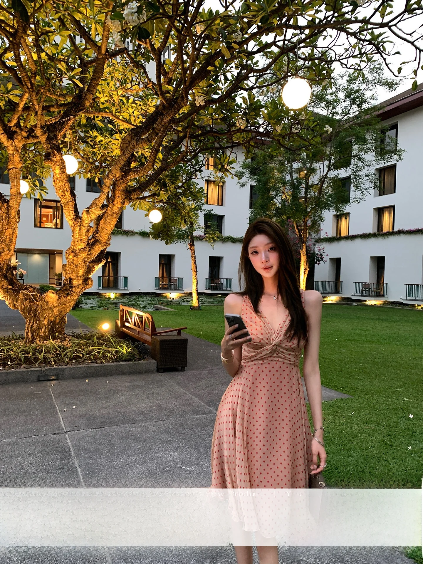 

Женское весеннее винтажное приталенное платье Yoli Zhang Yuli V с оранжевым принтом в горошек, повседневный стиль, полиэстер