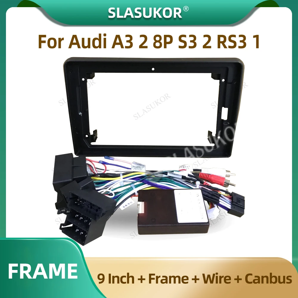 9 Inch Car Radio Fascia For Audi A3 2 8P S3 2 RS3 1 2003-2013 Video Panel Player Audio Frame Dashboard Mount Suit Wire