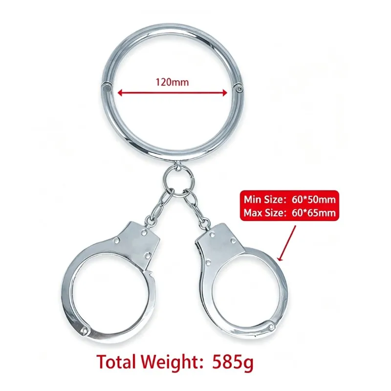 Thickened Metal Wrist Cuffs & Collar Kit, Couple Themed Party Roleplaying Game Costume Prop Lockable Accessory