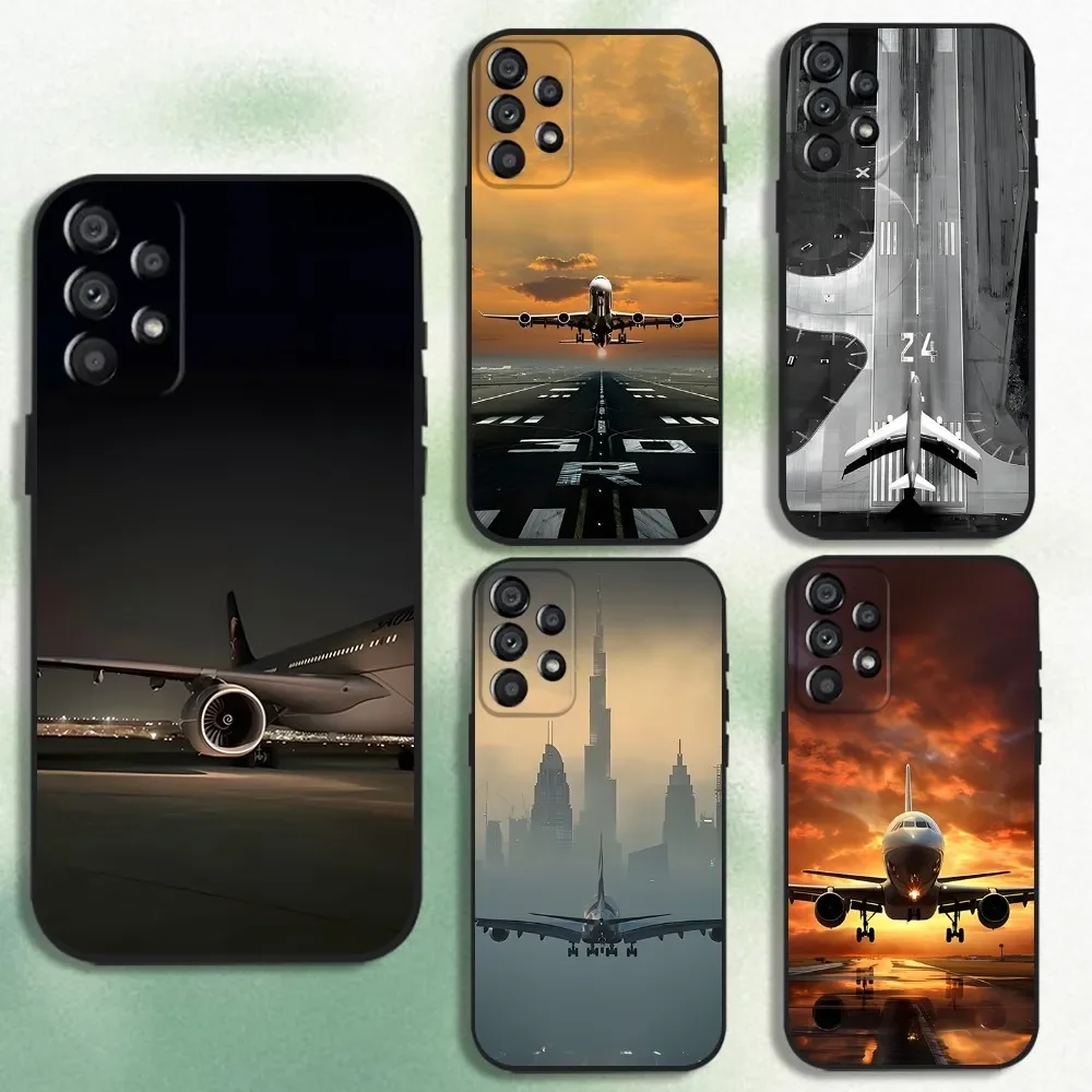 Creative Trend Airplane  Phone Case For Samsung Galaxy A20,A21s,A22,A31,A32,A52,A53,A72,73,A80 Soft Black Cover