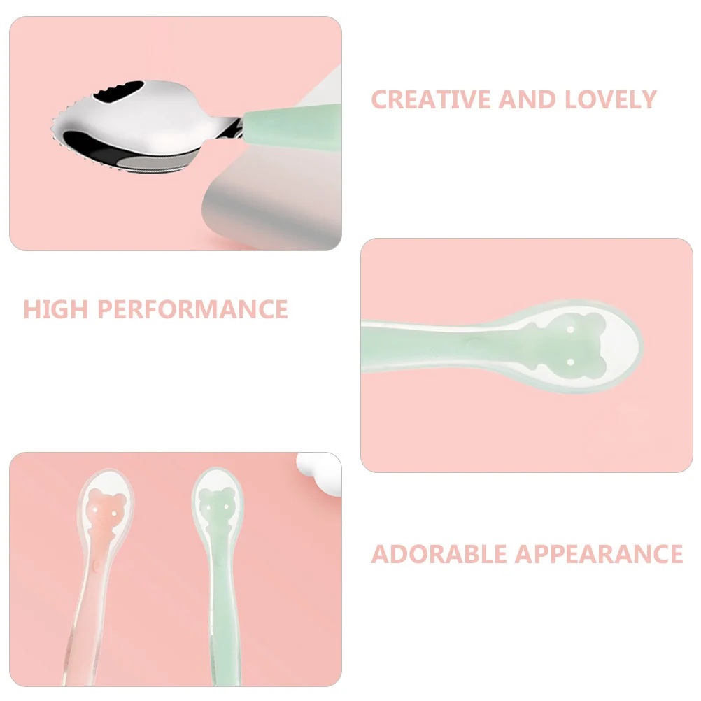 

Baby Fruit Double ended Silicone Kids Spoon Feeding Tools Kids Baby Silicone Spoon Training Tableware Mixed Color