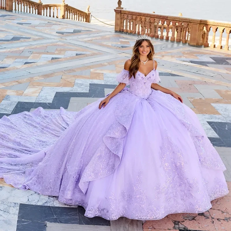 

Lavender Vestidos De 15 Años Quinceañeras Ball Gowns Quinceanera Dresses Beaded Crystal Luxury Birthday Rhinestones فساتين Women