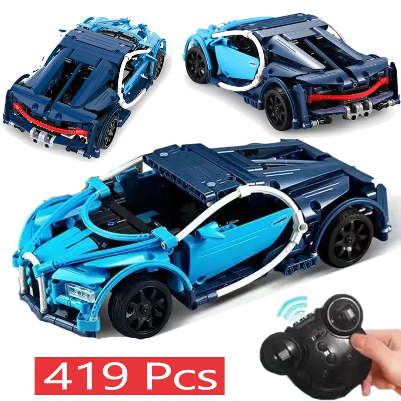 

Cada 419PCS RC Famous Sports Car Blue Sports Racing Cars DIY Model Building Blocks For City Remote Control Vehicle Toys for Kid