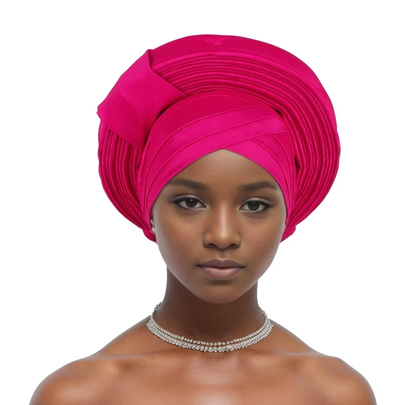 Plain Auto Gele African Head Caps for Women Auto Gele Headtie Already Luxury Gele for Wedding Head Tie Nigerian Turban Cap