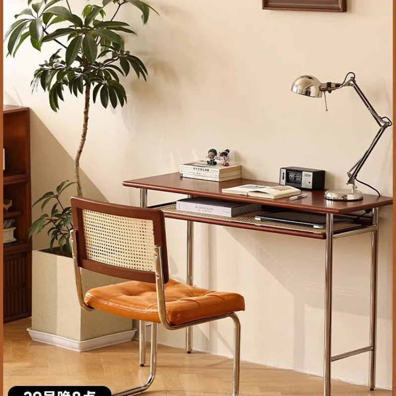 Medieval solid wood desk retro home office computerdesk Nordic small apartment student writingdesk study narrowdesk