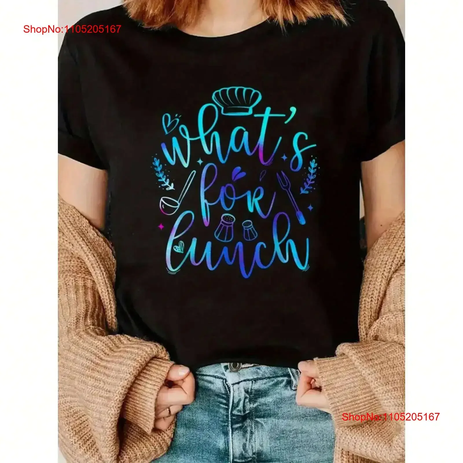 ما هو نمط تي شيرت يجب أن يكون المرأة لتناول الغداء متعة الطبخ تصميم خمر غسلها أوم تنوعا الرسم أنيق تنفس