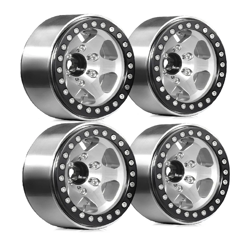 4pcs Metal 1.9inch Beadlock Wheel Rim Wheel Hub for 1/10 RC Crawler Car Axial SCX10 Pro Capra TRX4/RC4WD D90 Redcat C