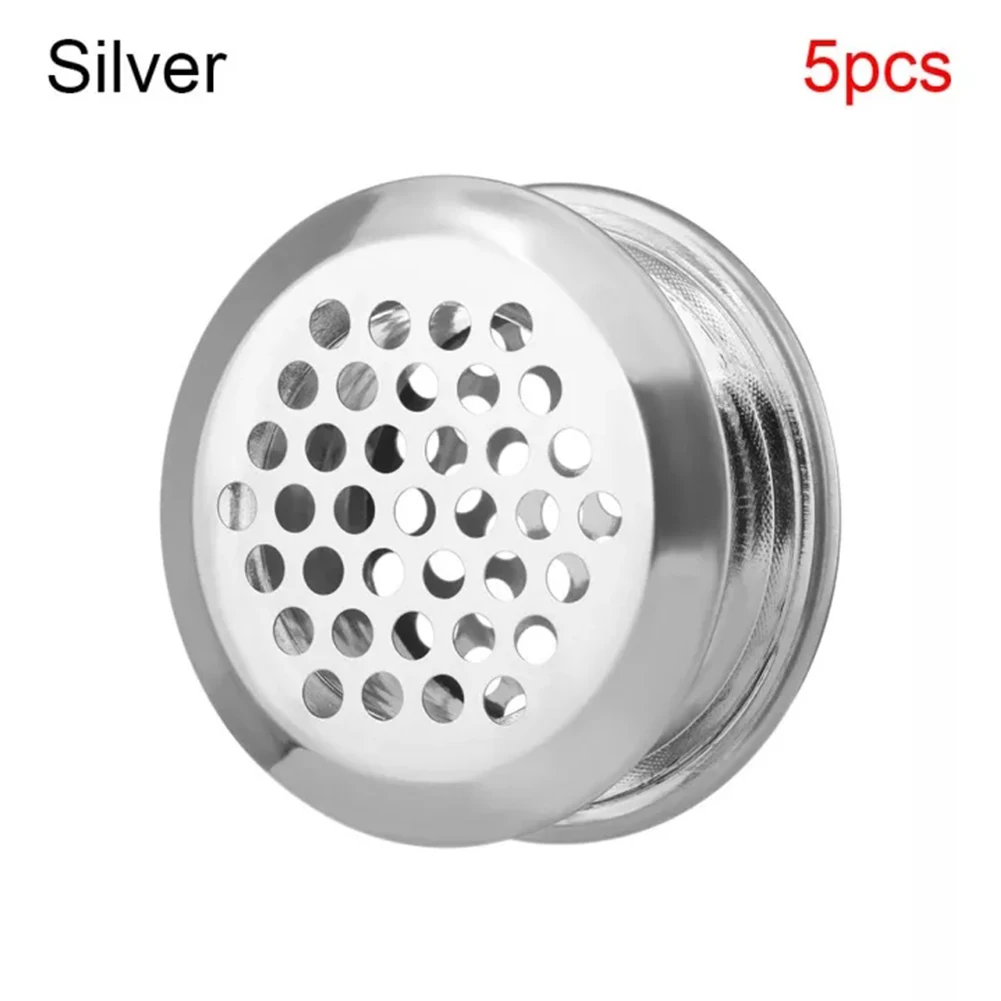 

5 Pack Double Sided Vent Covers with Screw Thread and Air Grille Design for Ventilation in Shoe Cabinets Kitchens and Offices