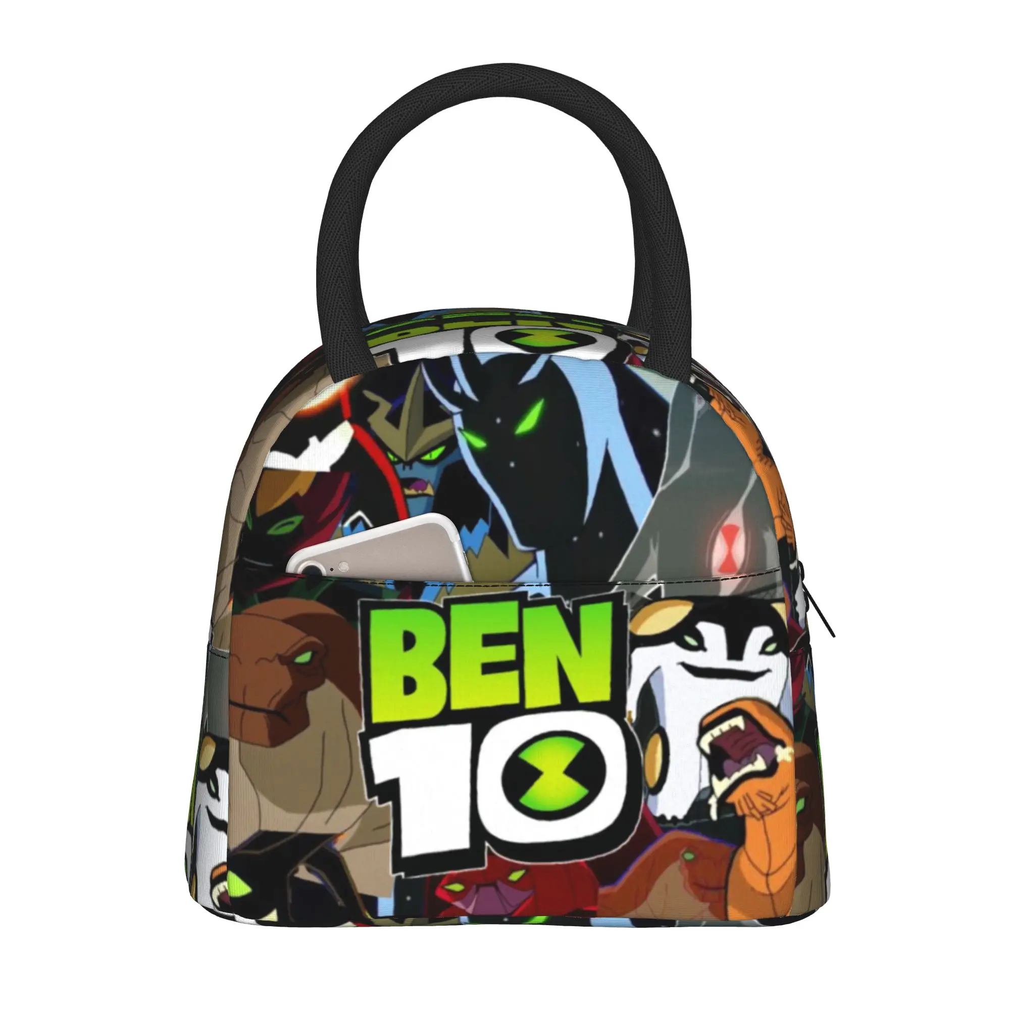 Back to school season Ben 10  Snack Bag Ben 10 Logo With Aliens Kawaii Good Quality Multi-Function Snack Storage Lunch Bag