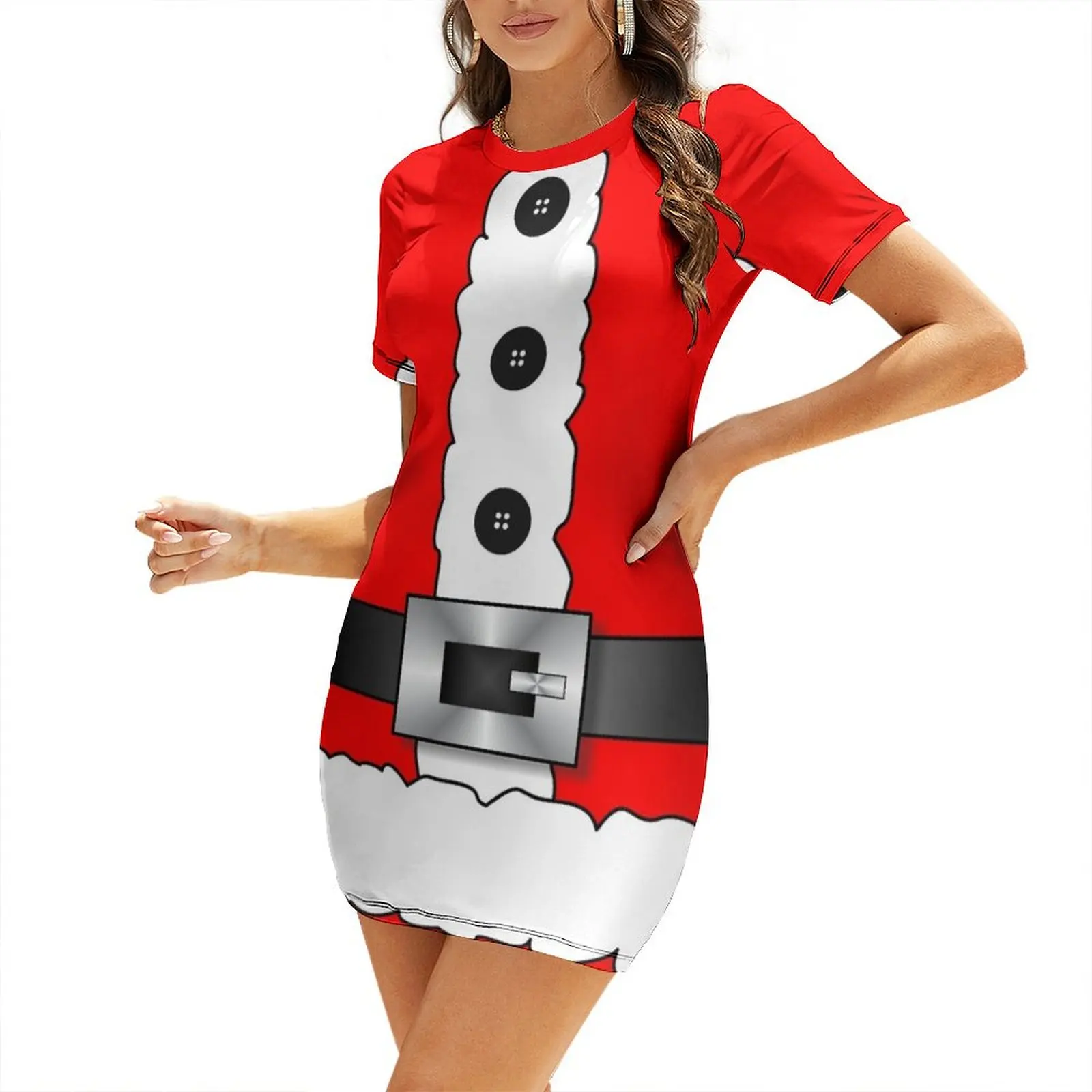

ugliest ugly holiday sweater merry christmas red santa claus Short-Sleeved Dress Woman clothing dress for women Dress
