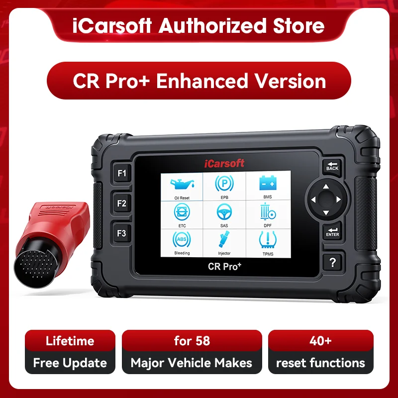 FREE UPDATE Bidirectional Scan Tool iCarsoft CR Pro+ Enhanced Version with Benz 38Pin Adapter Wider Coverage+49 Reset Service