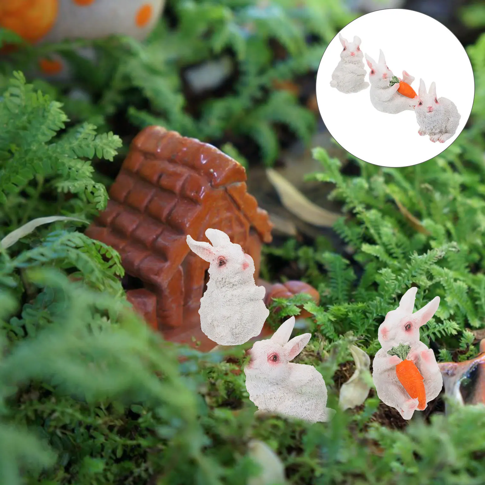 

3pcs Resin Rabbit Statues Cute Bunny Figurines For Garden Lawn Decor Outdoor Yard Easter Decoration Small Animal Crafts