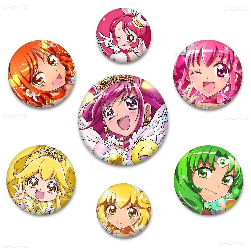 Pin de Botão Macio Smile Precure Anime com Estampa Brilhante, Presente para Amigos, Broche de Colarinho, Pin de Lapela de Metal