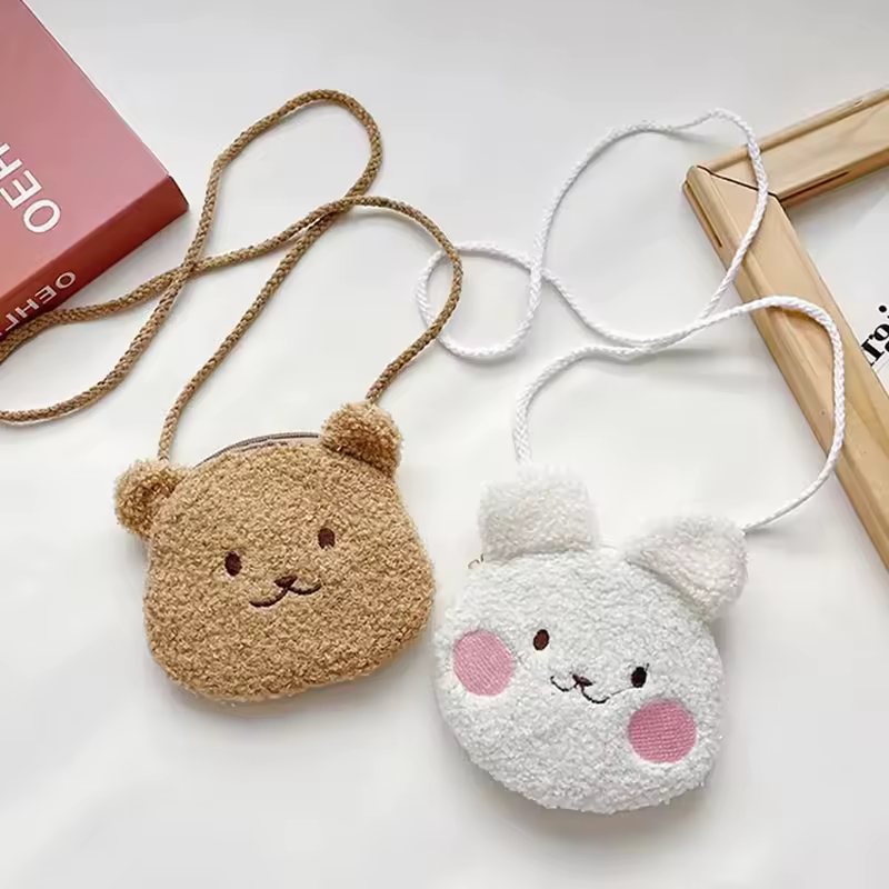 New Cartoon Bear Girls Plush Shoulder Bag Autumn Winter Cute Kids Messenger Bag Children 2025 Crossbody Bag - Image 2
