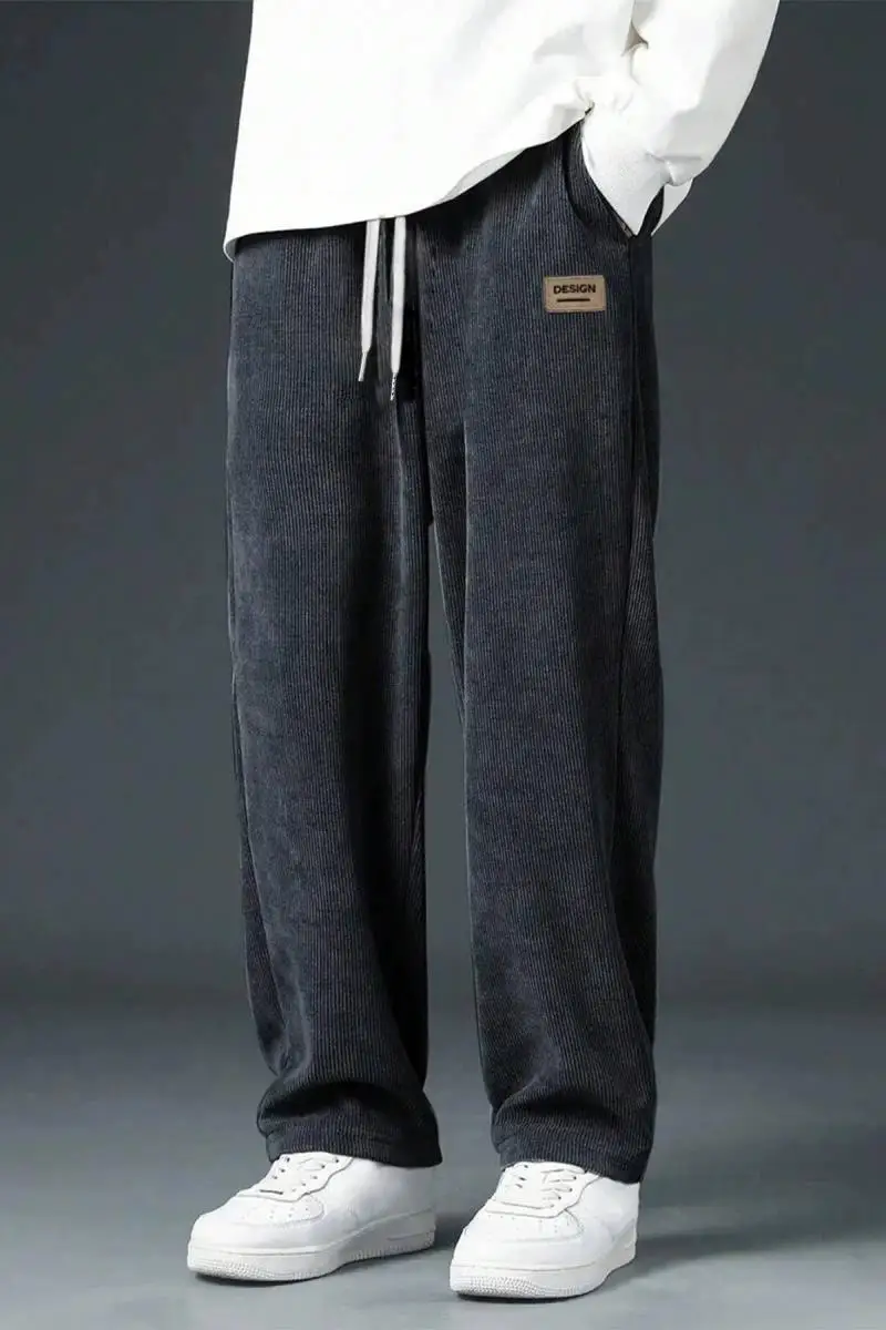 nuovo stile da uomo in velluto a coste sciolto di taglia europea appesa pantaloni casual multifunzionali a gamba dritta, adatti per i viaggi quotidiani