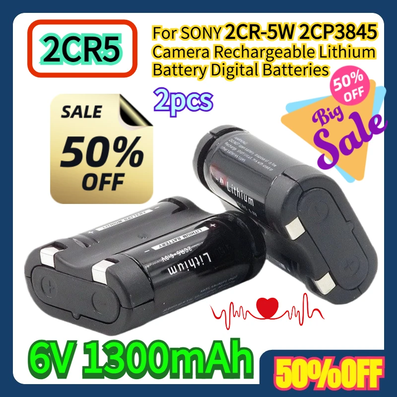

2pcs For SONY 2CR5 2CR-5W 2CP3845 Camera Rechargeable Lithium Battery 6V 1300mAh Digital Batteries